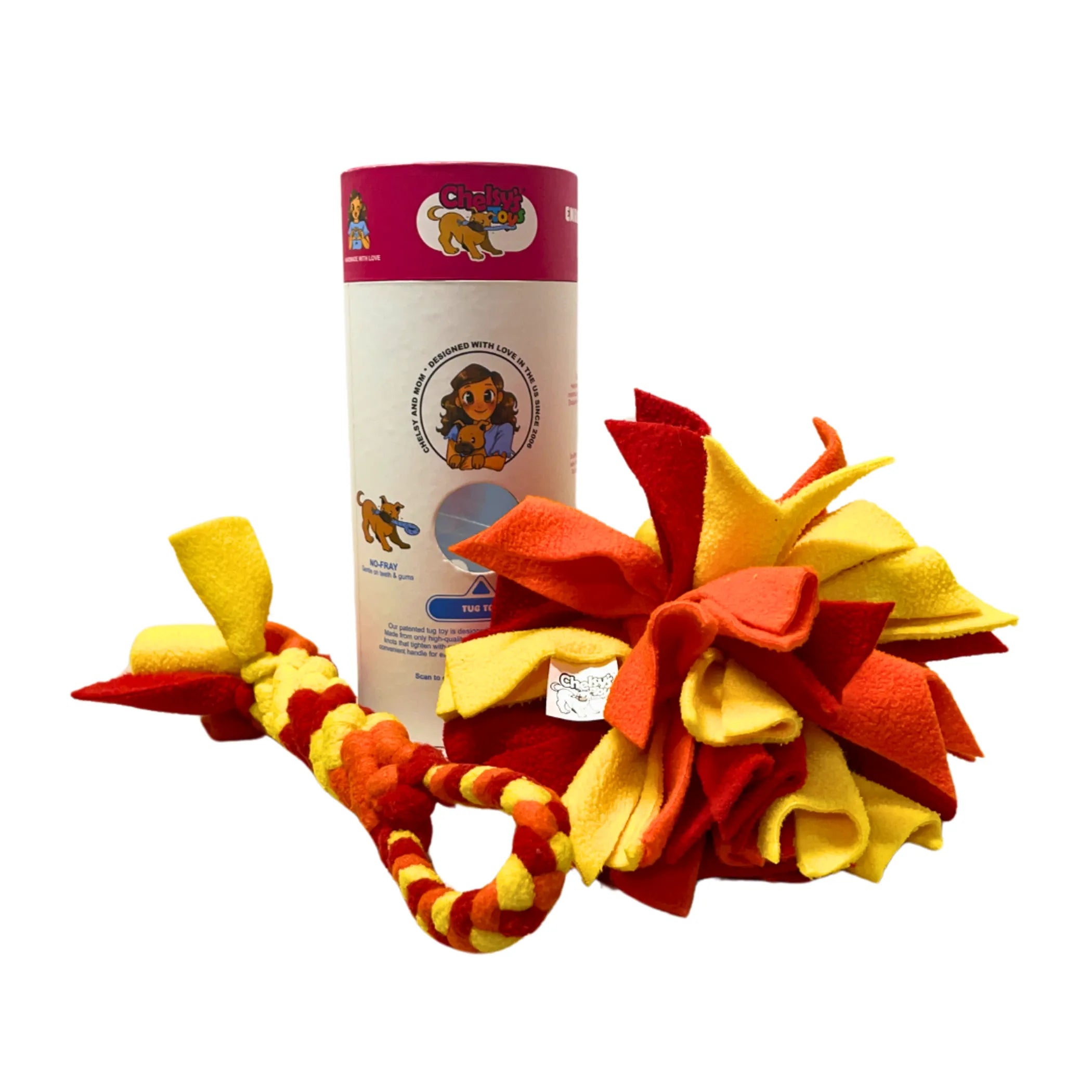 3-in-1 Enrichment Tube for Dogs - Tug Toy, Treat Dispenser & Snuffle Ball - Blue